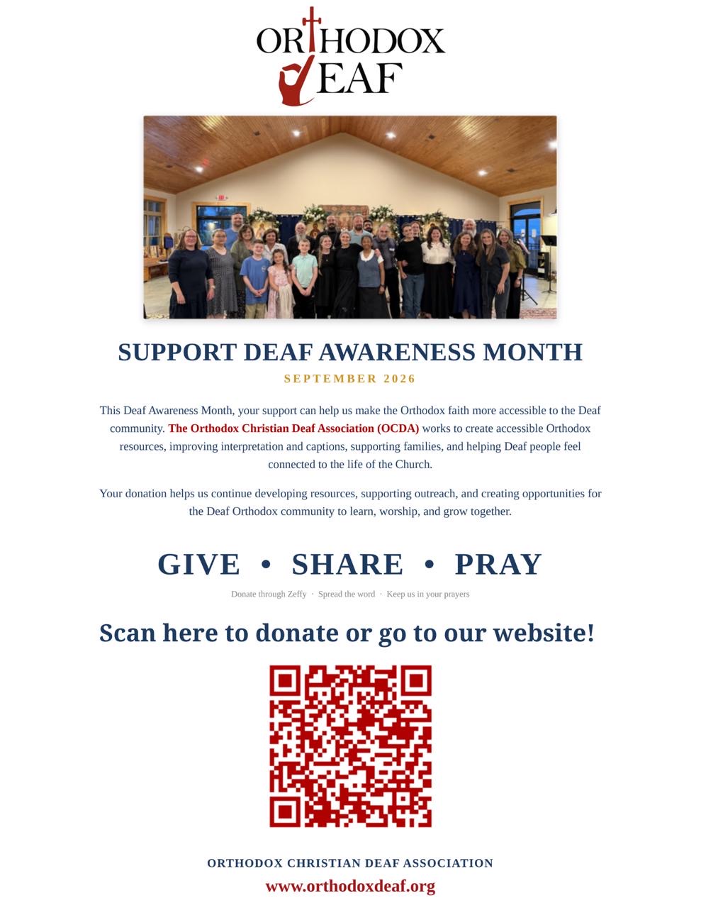 Orthodox Christian Deaf Association Deaf Awareness Month flyer